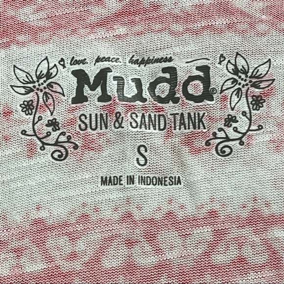 4/$32 Mudd 📌 size small red white striped floral spaghetti strap top curved hem - Picture 7 of 7